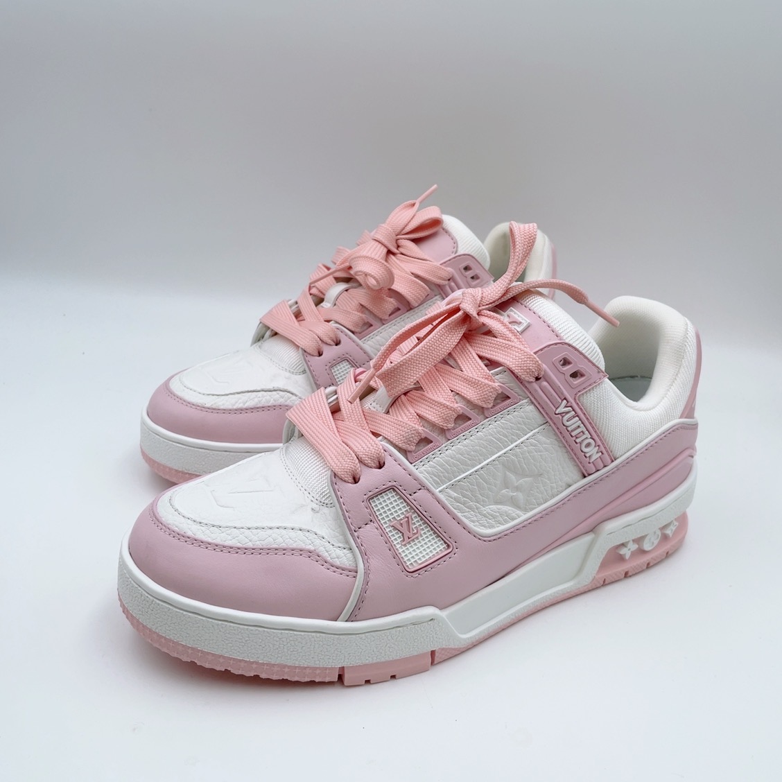 99新 LouisVuitton/路易威登 36码粉白trainer板鞋my710