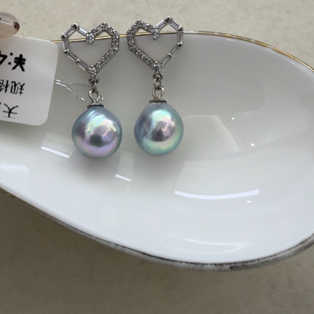 耳饰银S925镶嵌海水珍珠