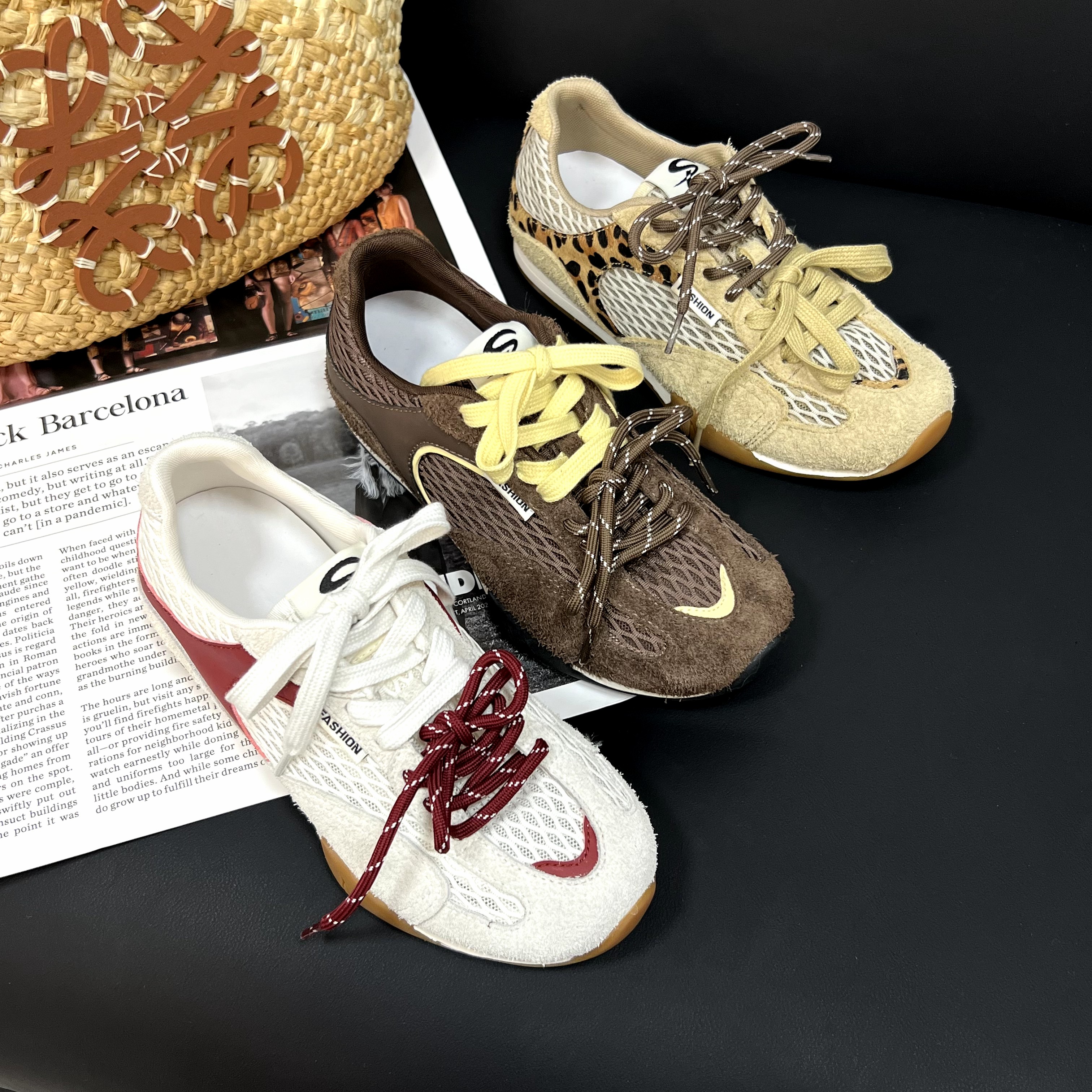 小小苏系带网面鞋中跟休闲风时尚休闲鞋时尚阿甘鞋厚底;ECX55320