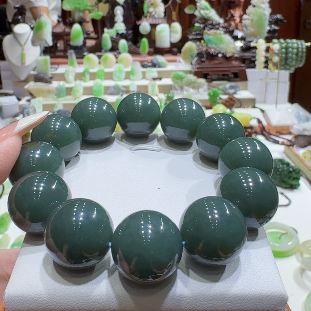 手串未镶嵌和田玉瓷蓝卡20