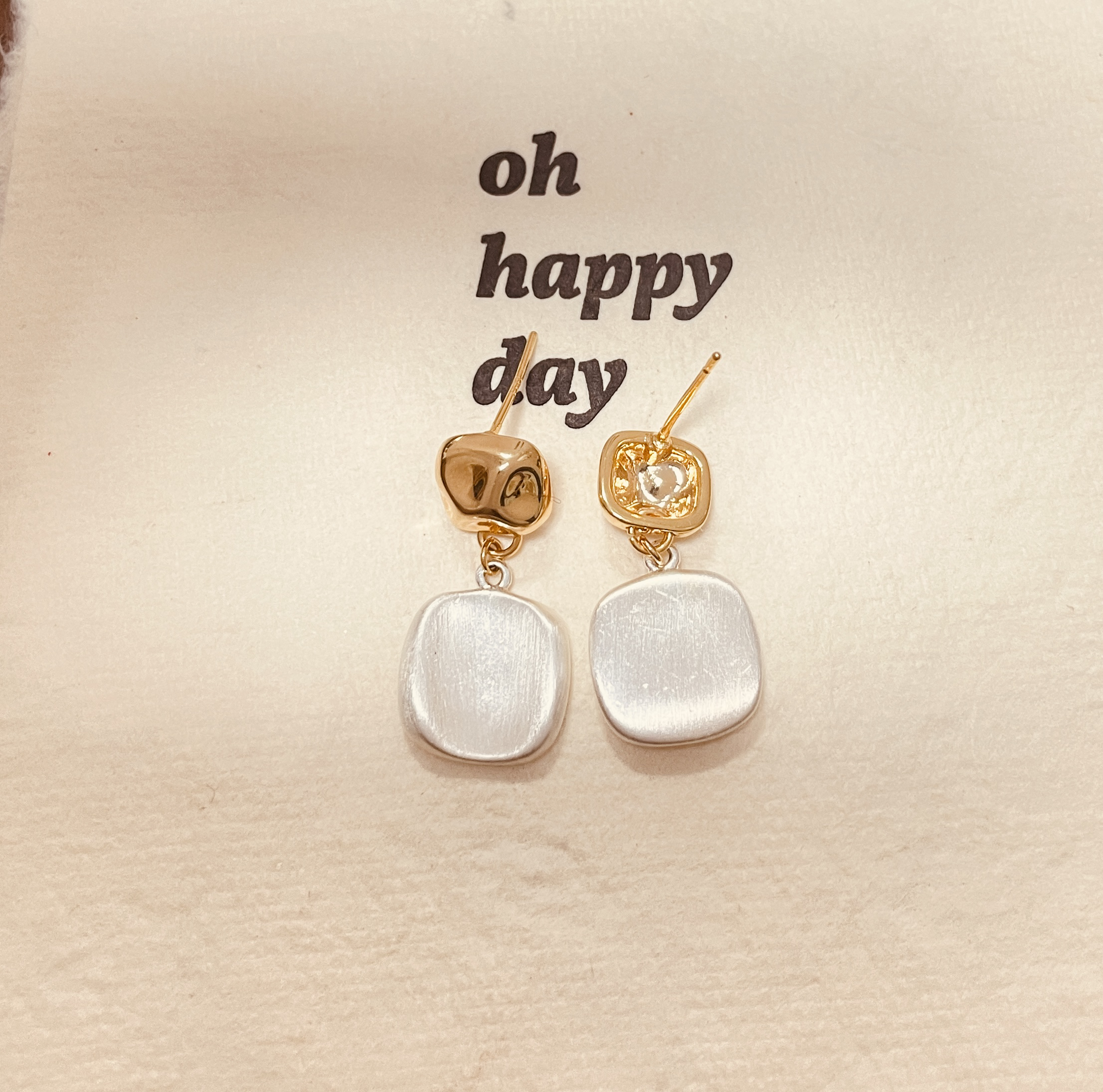 黄铜耳饰 铜合金耳饰 磨砂拉丝耳饰简约时尚气质百搭