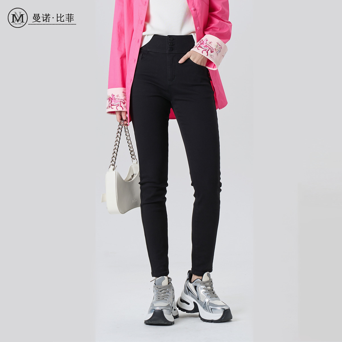 【白姐专属】修身显瘦小脚裤牛仔裤MFFK135099