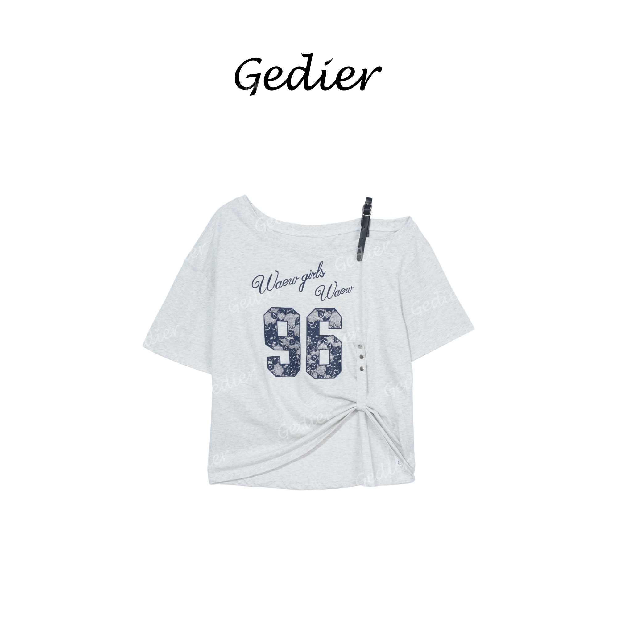 【歌蒂尔】时尚露肩字母印花短袖T恤TG520623Y