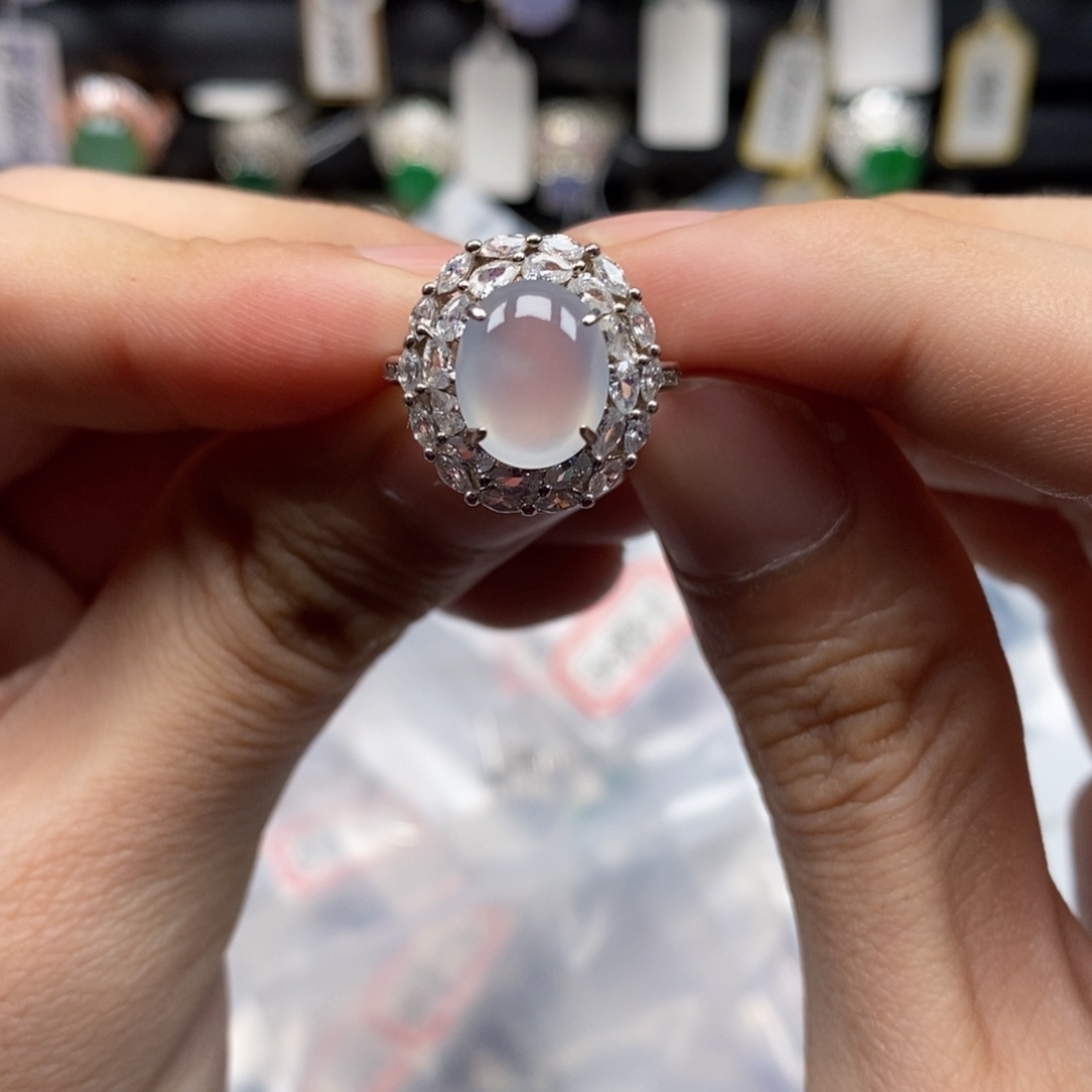 翡翠戒指银S925镶嵌s***?天然缅甸翡翠a货