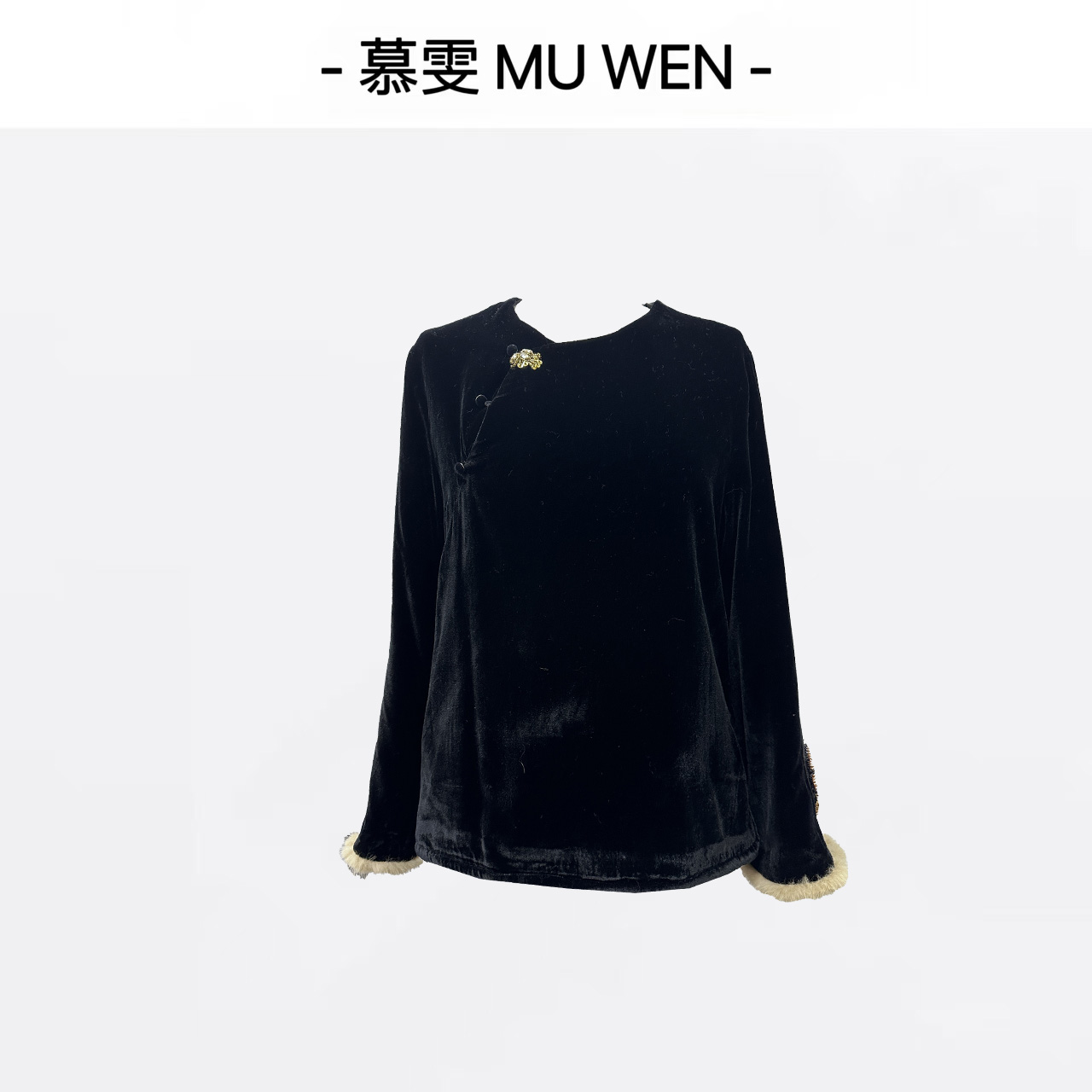 薇妮家-【蝴蝶】新中式钉珠刺绣丝绒上衣2542389