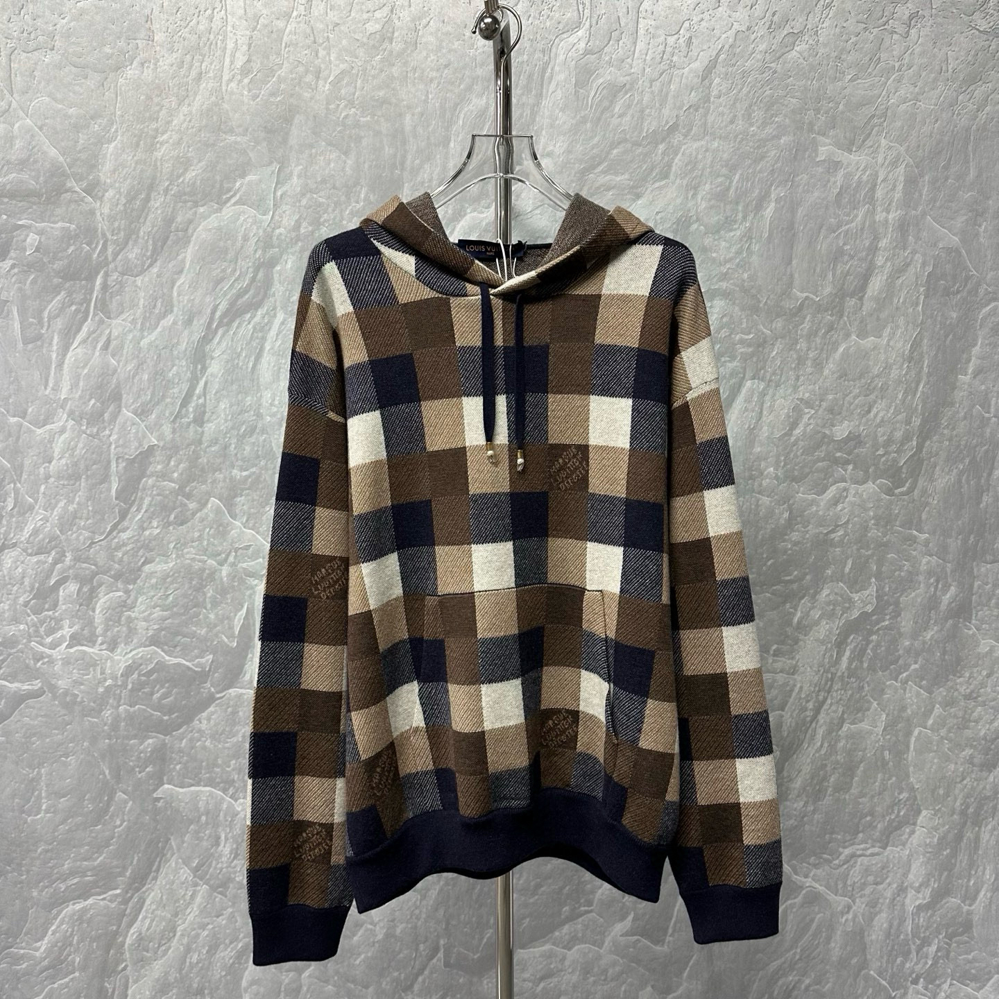 未使用 LouisVuitton/路易威登 FW24拼色棋盘格卫衣XXL码J01042