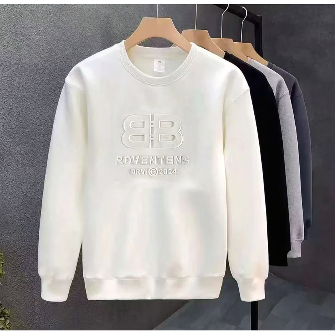 2025新款潮牌高档时尚宽松版无帽圆领男女款加绒卫衣[钢印双B]