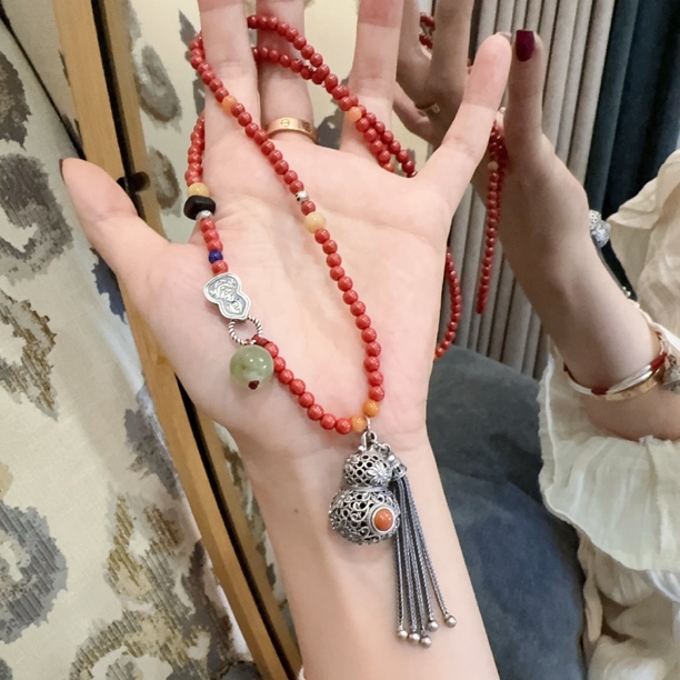 吊坠925银 子沫原创  新中式流苏葫芦项链