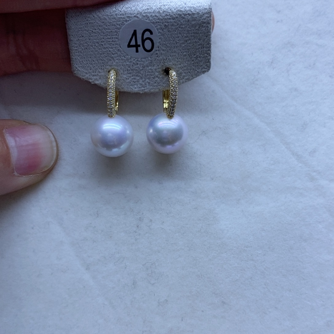 淡水珍珠耳饰银S925镶嵌46