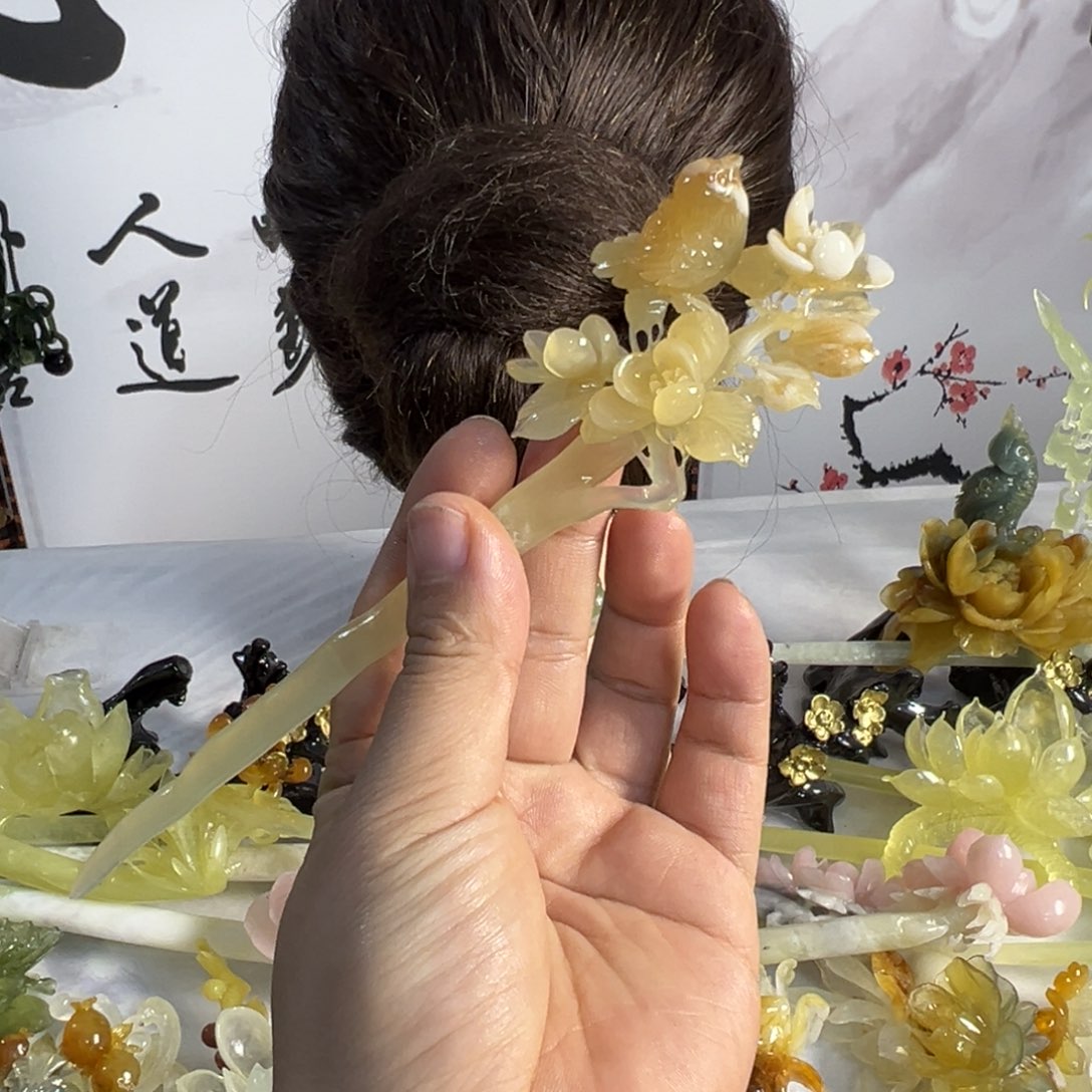 定制蛇纹石玉毛货发饰