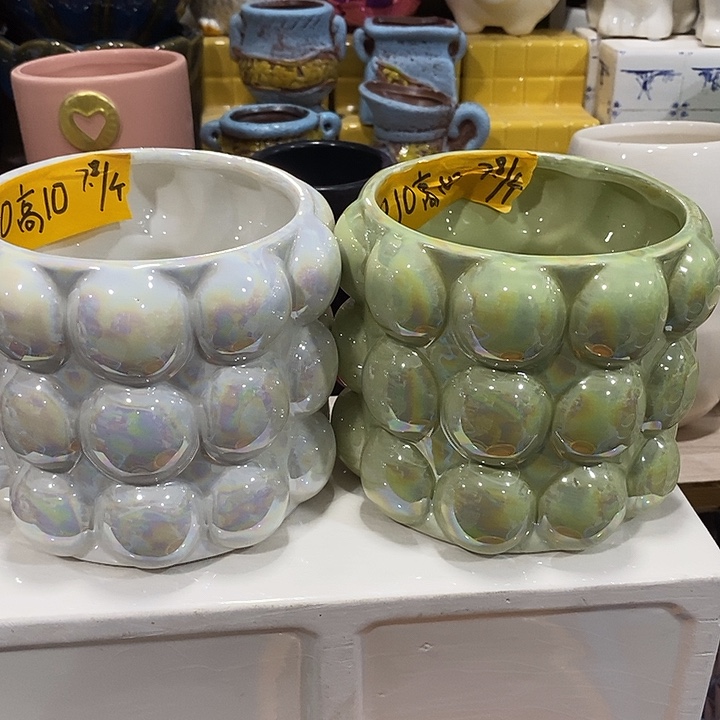 陶盆有孔 瑕疵针孔漏釉介意勿拍外高 10外口12