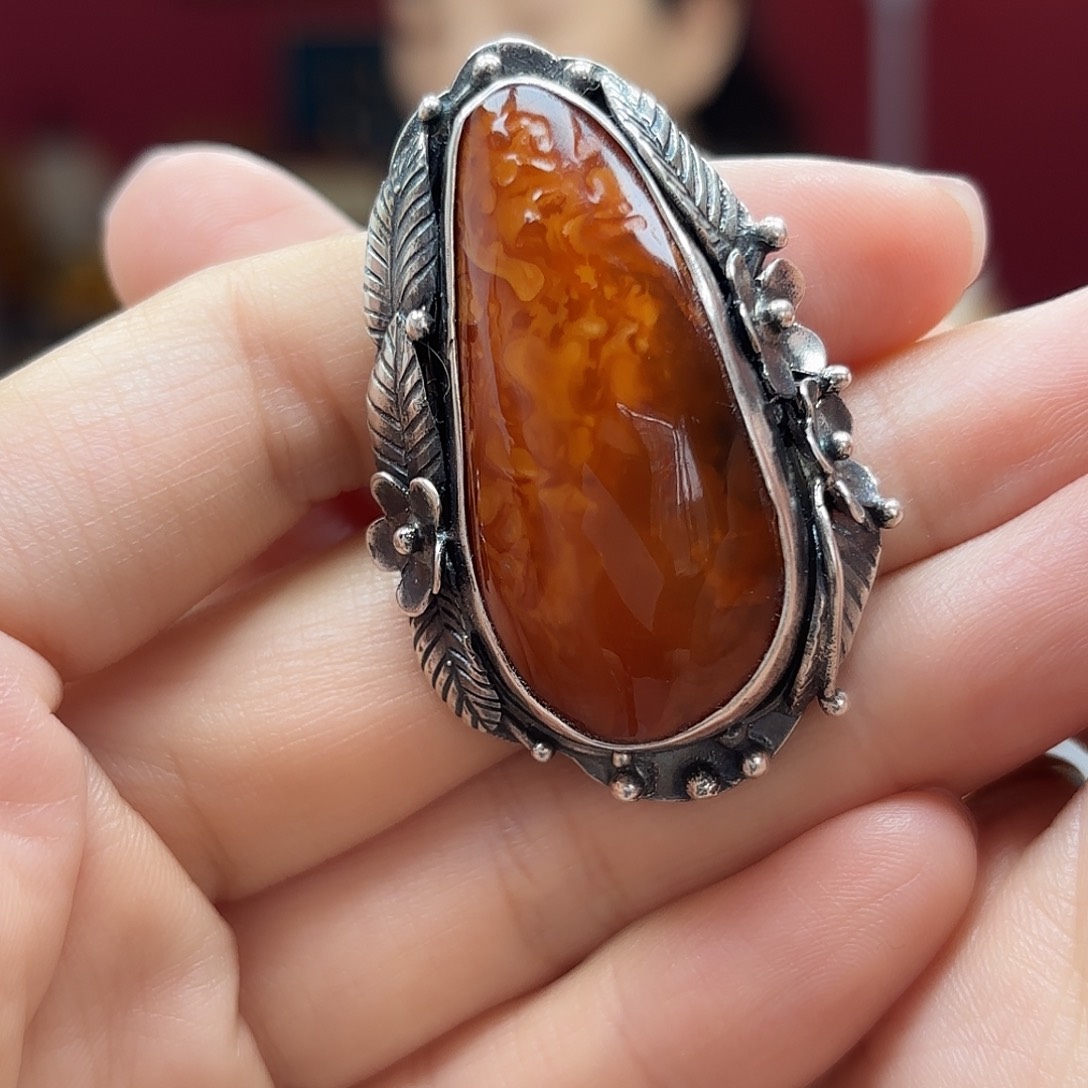 未镶嵌蜜蜡裸石47戒指