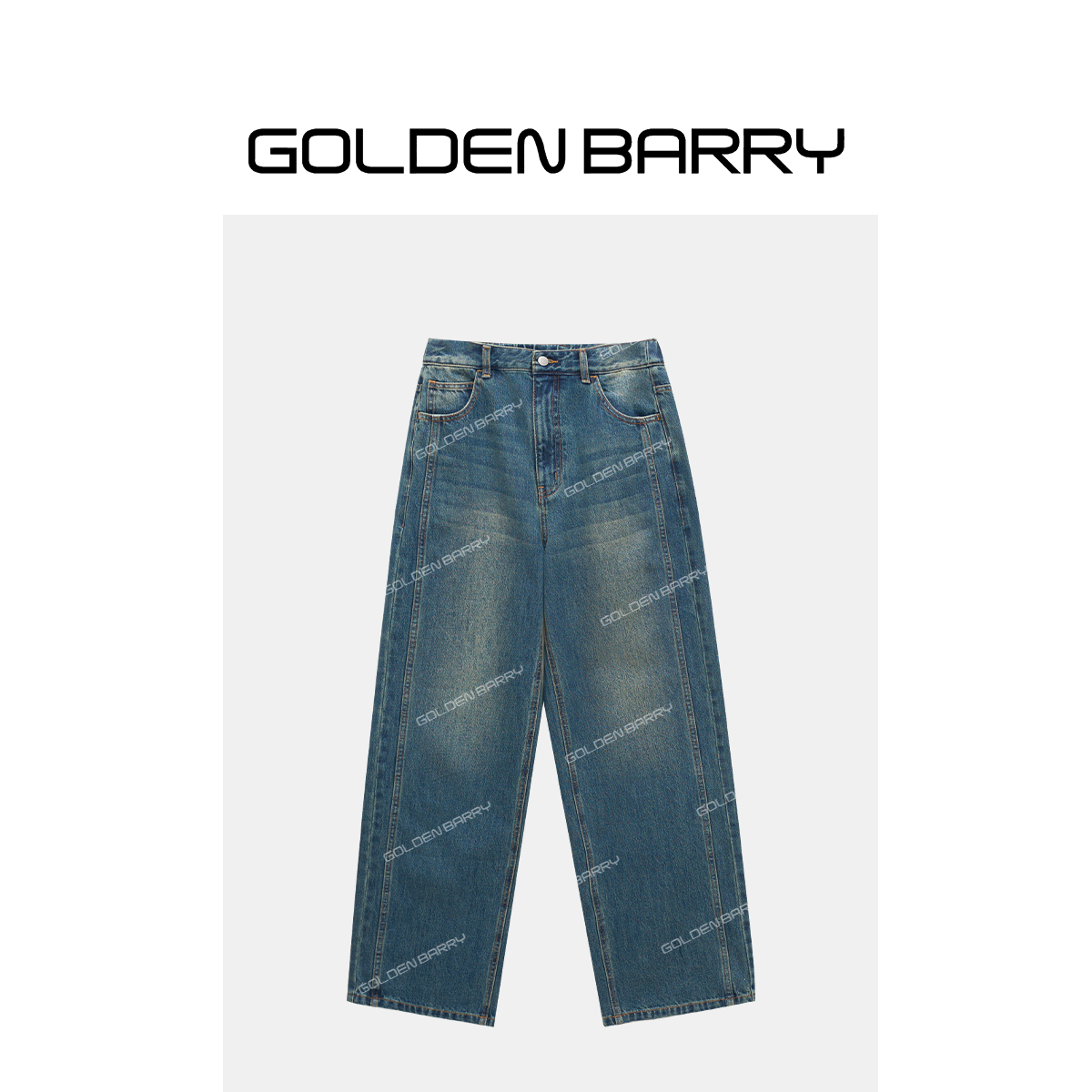 GOLDENBARRY|503169百搭显瘦拼接直筒牛仔裤