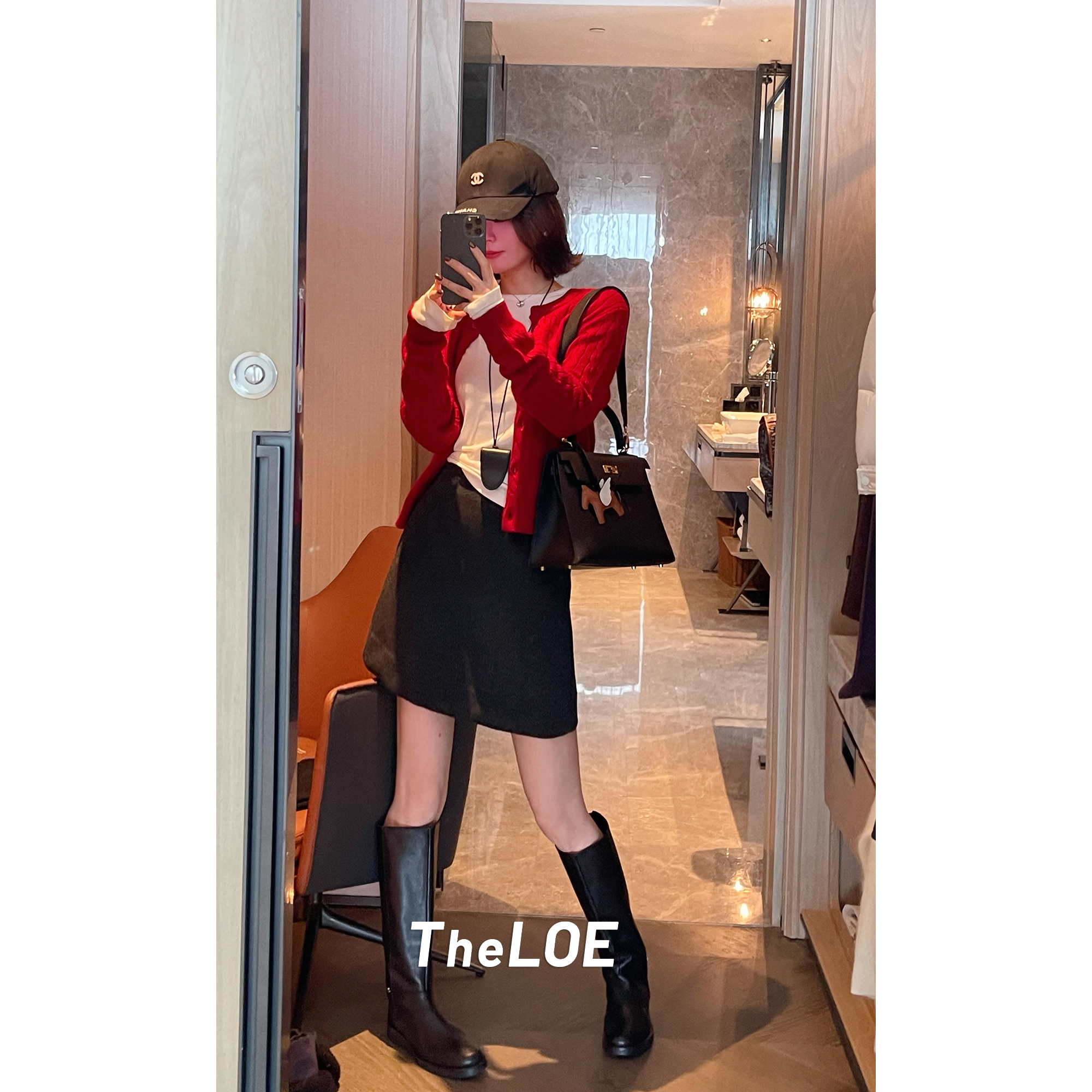 TheLOE/羊绒桑蚕丝直筒简约高腰百搭高级感短裙#LE-M25A22