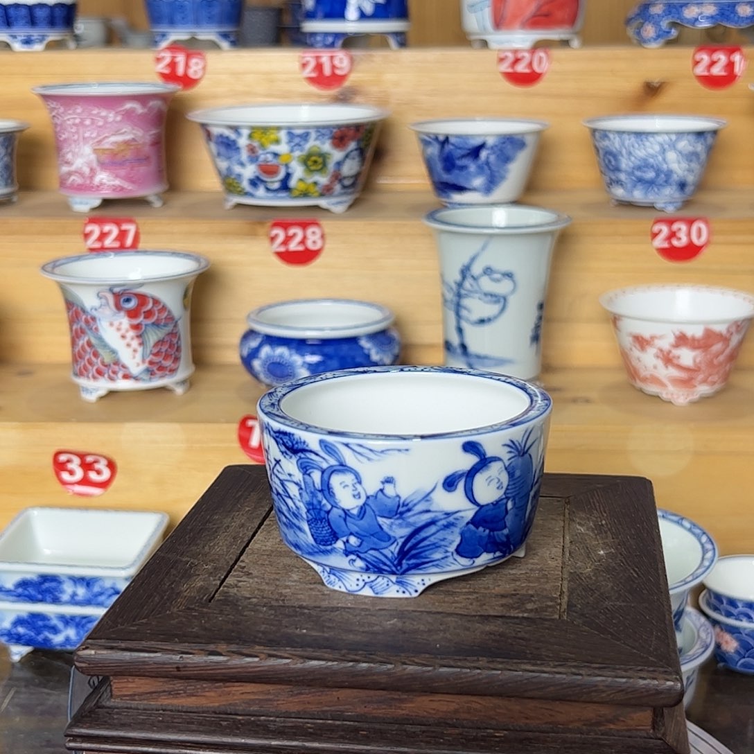 墨奈手绘陶瓷花盆内口6.2高4.2