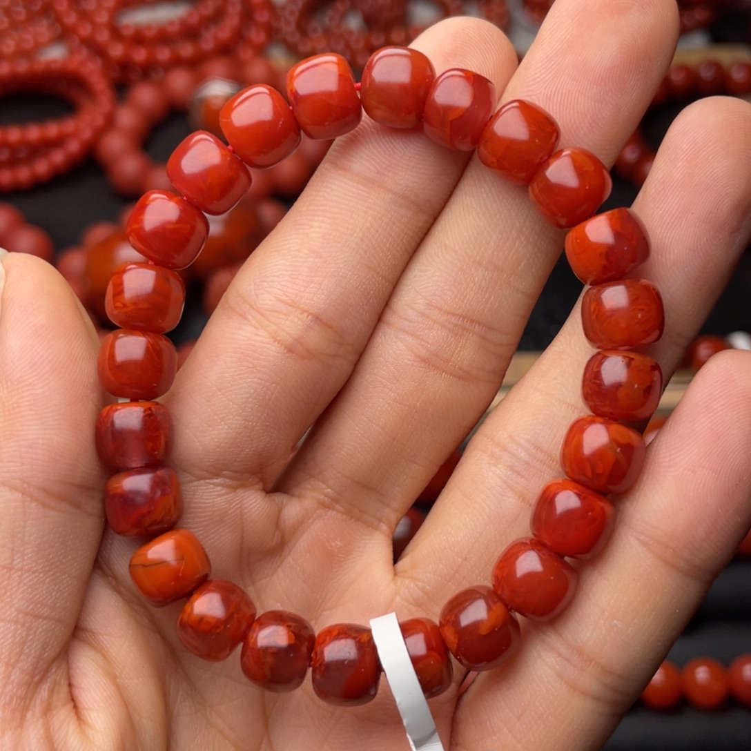 S***v南红玛瑙未镶嵌手串H8.8mm火焰纹老型手串