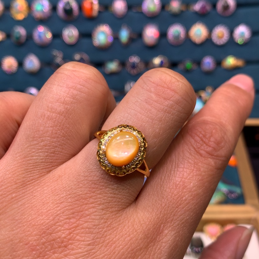 【闪购商品】欧泊戒指款式银S925镶嵌不***池