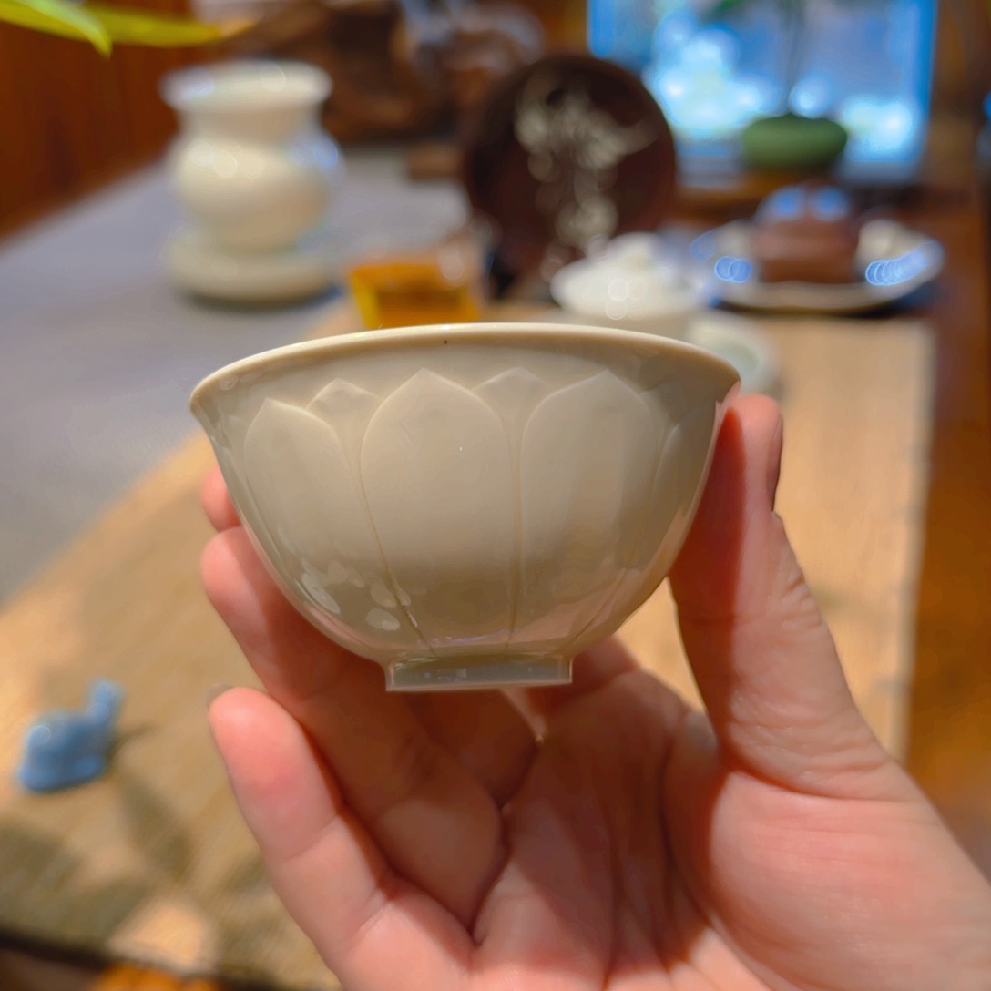 微澜定瓷 微瑕莲瓣鸡心杯80cc