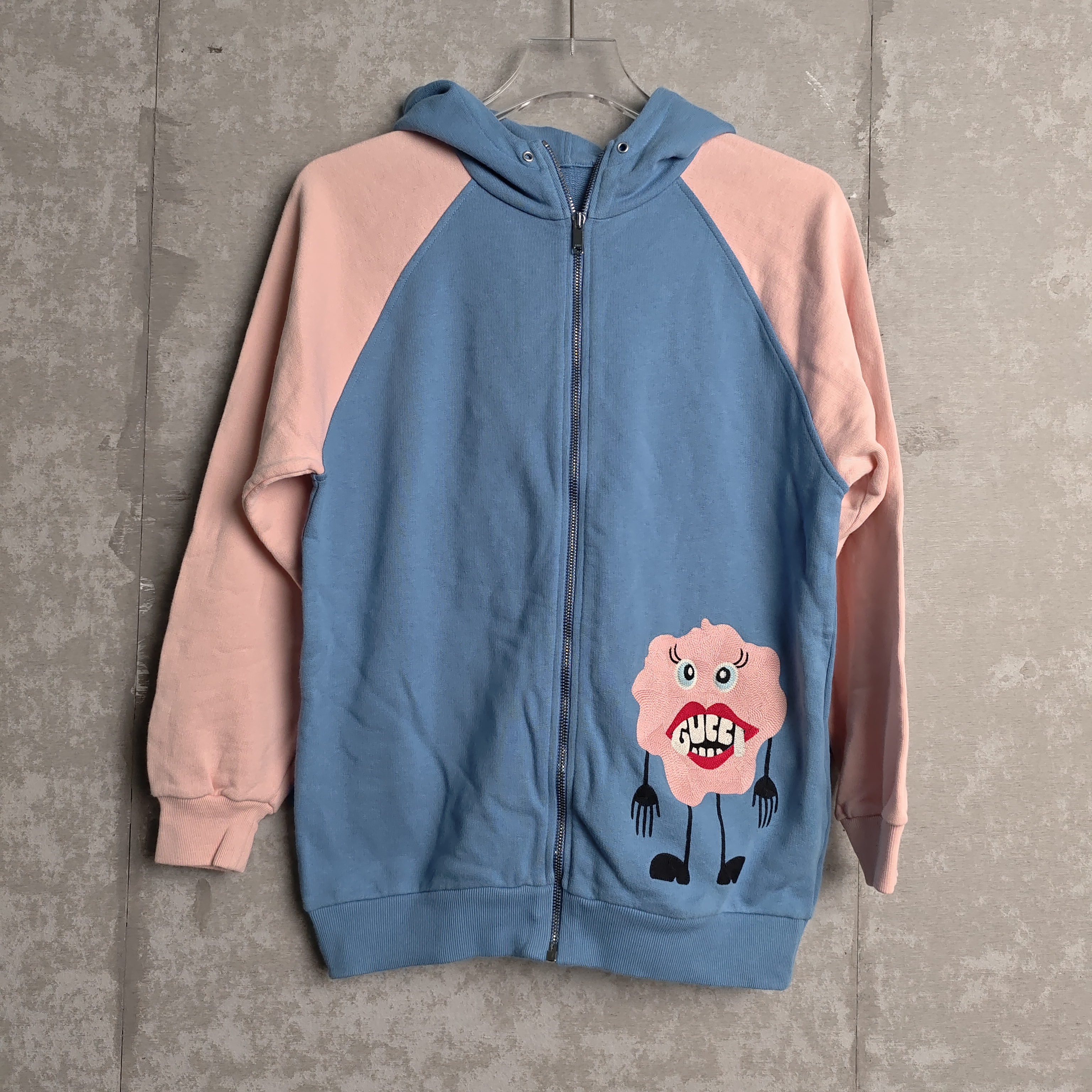 未使用 WE11 DONE 12*1/gucci 粉蓝拼接小怪兽拉链卫衣/15700/JP