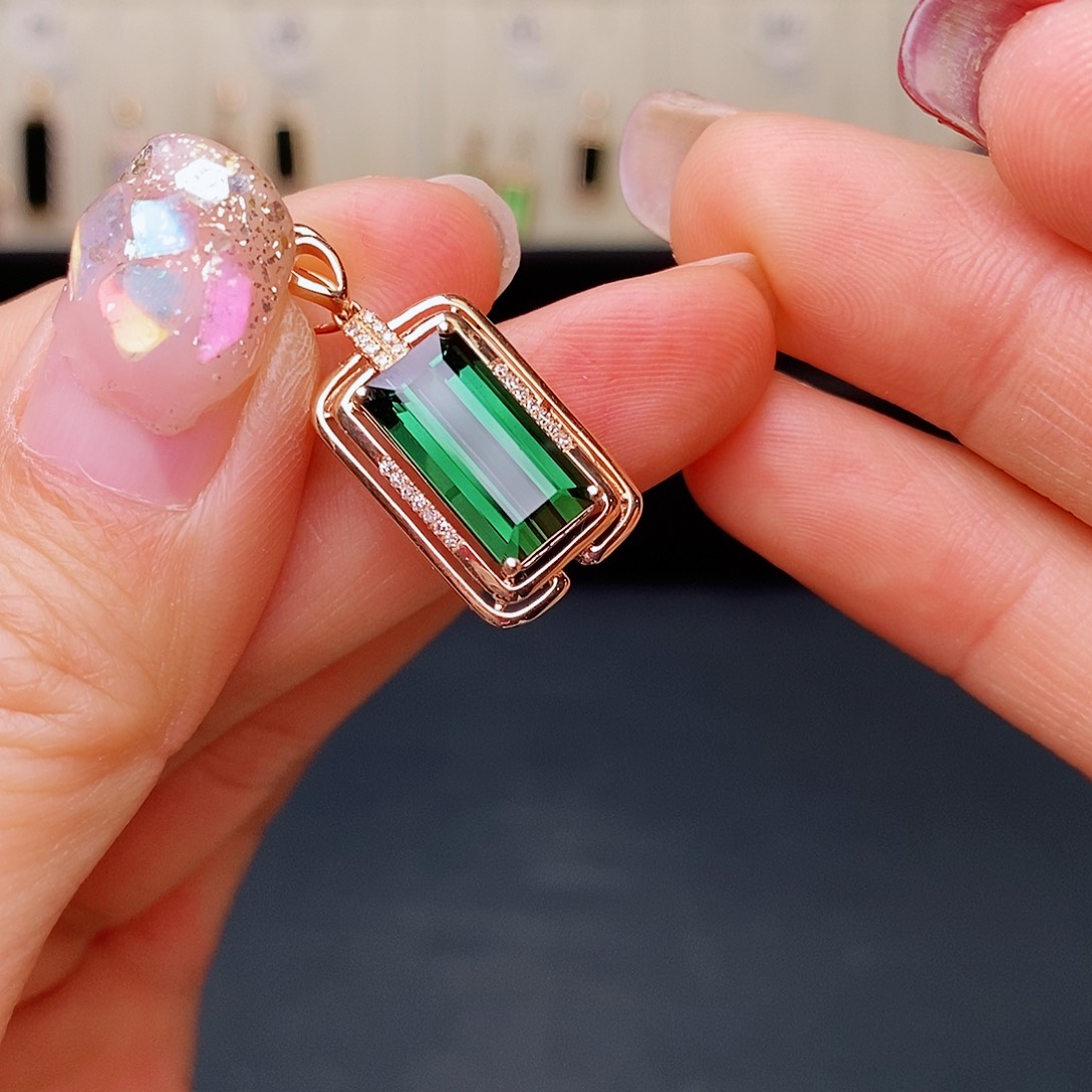 碧玺吊坠碧玺18K金镶嵌用****3