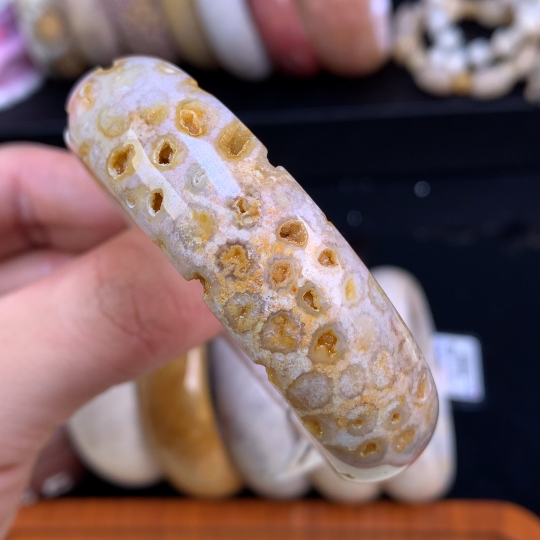 硅化珊瑚（珊瑚玉）未镶嵌颈饰92号56.5圈金共生