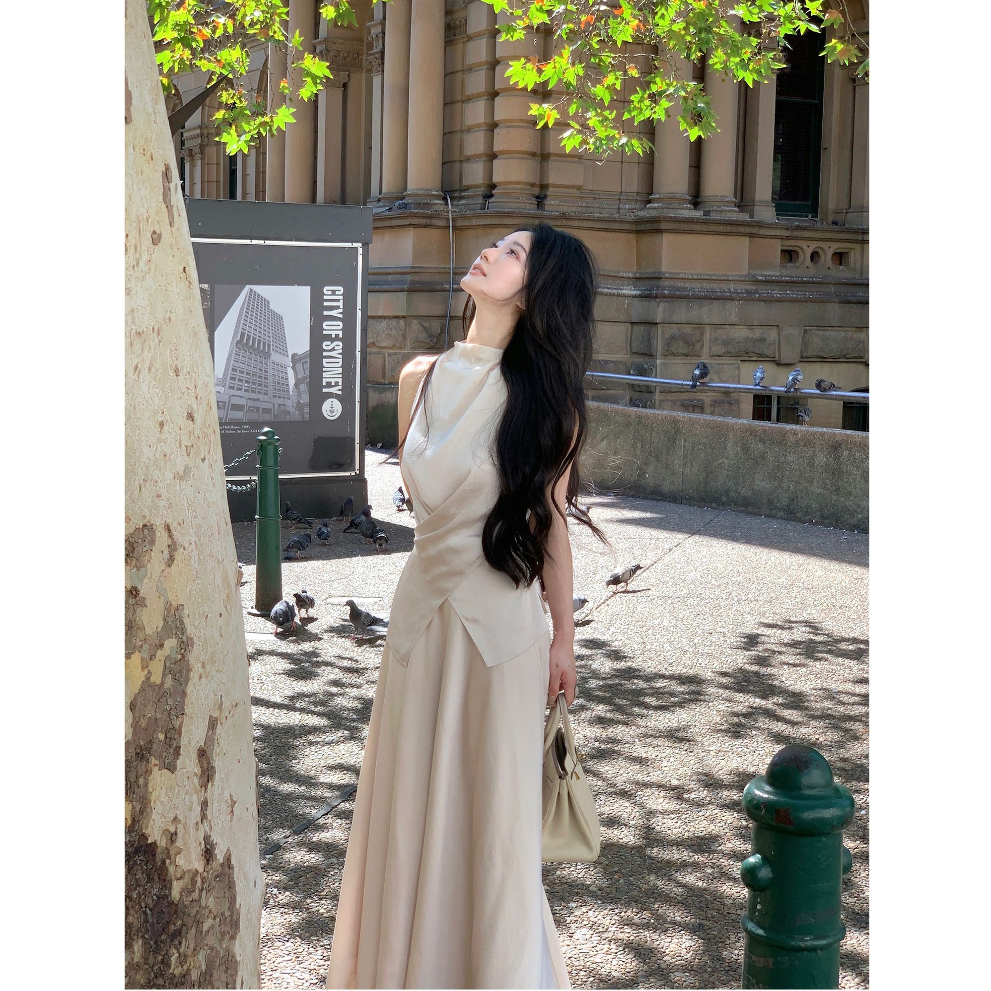 【一整套59】【落落白月】小众设计感缎面套装高端显瘦系带时尚两件套