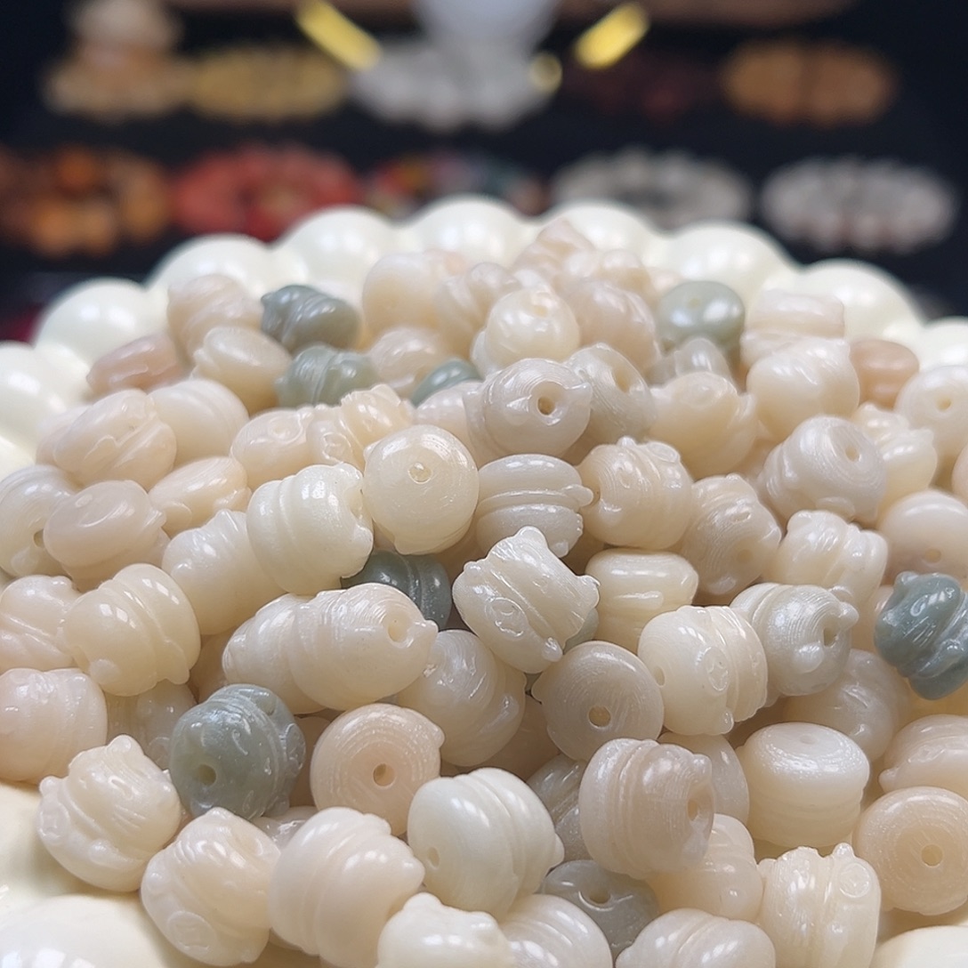 手串菩提根/象牙果微瑕卡12冰猫50颗