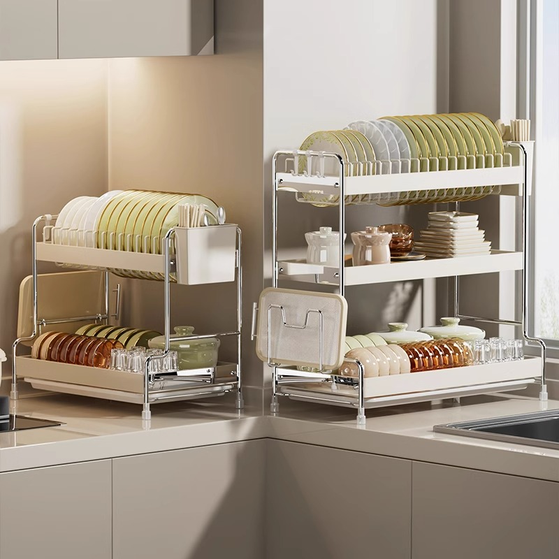 优勤厨房碗碟收纳架沥水架家用台面多功能置物架放碟子盘子收纳架