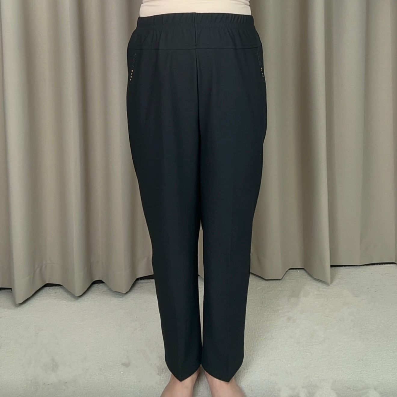 中老年女装春秋高腰直筒长裤宽松透气舒适奶奶妈妈装裤子萝卜裤