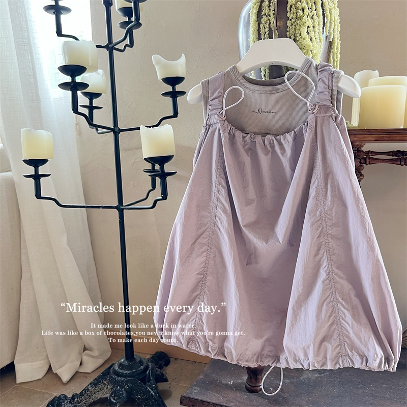 【娇紫】女童夏装套装儿童独特洋气时髦女童装背心裙两件套66869