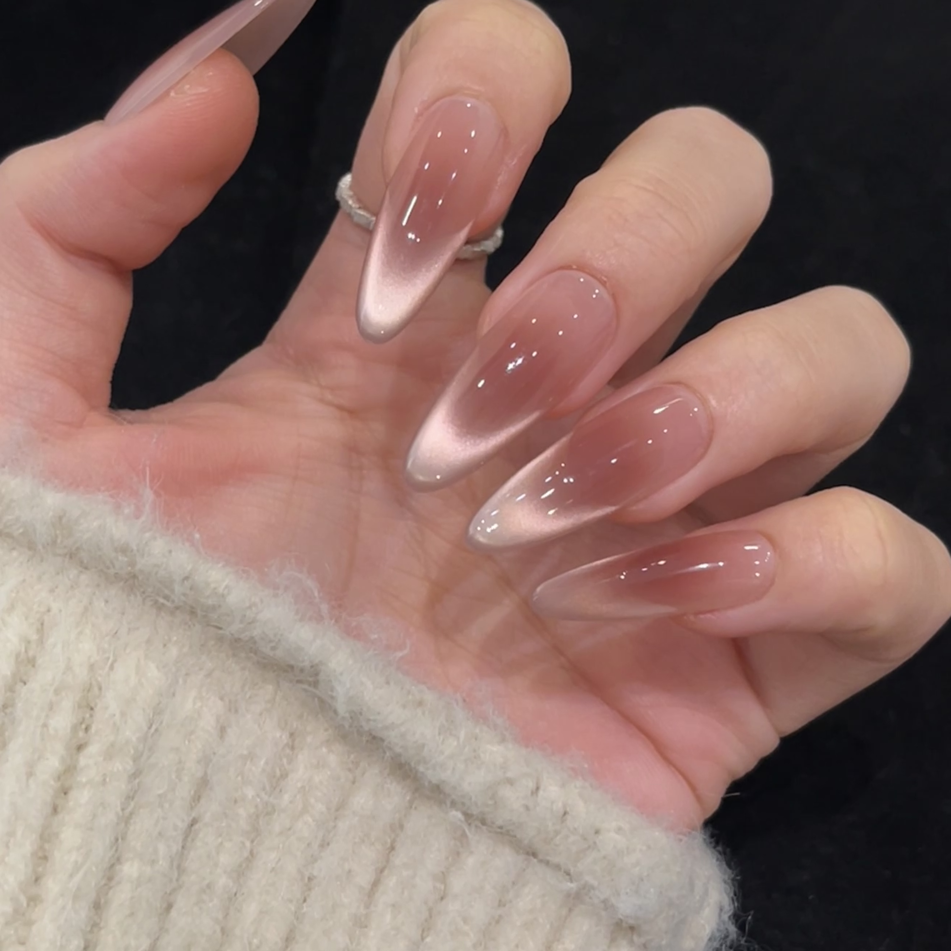 【莓果冻】显白简约纯欲气质猫眼法式穿戴甲美甲贴片