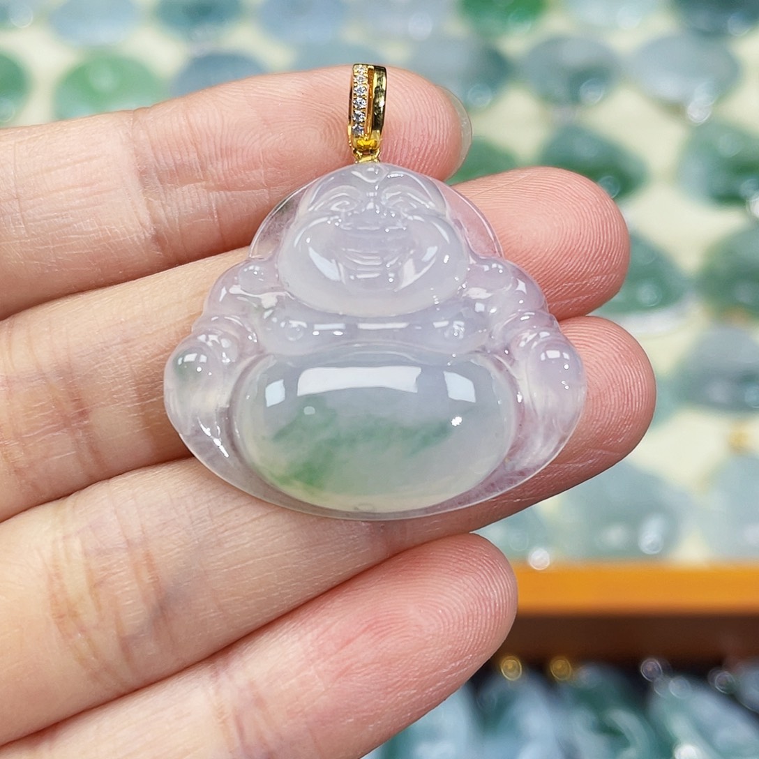 翡翠颈饰18K金镶嵌吊坠