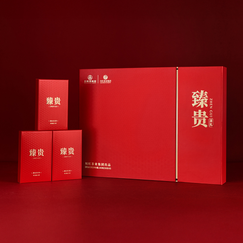 川红茶业集团伴手礼橘糖香茶叶特级礼盒装臻贵紧压红茶240g