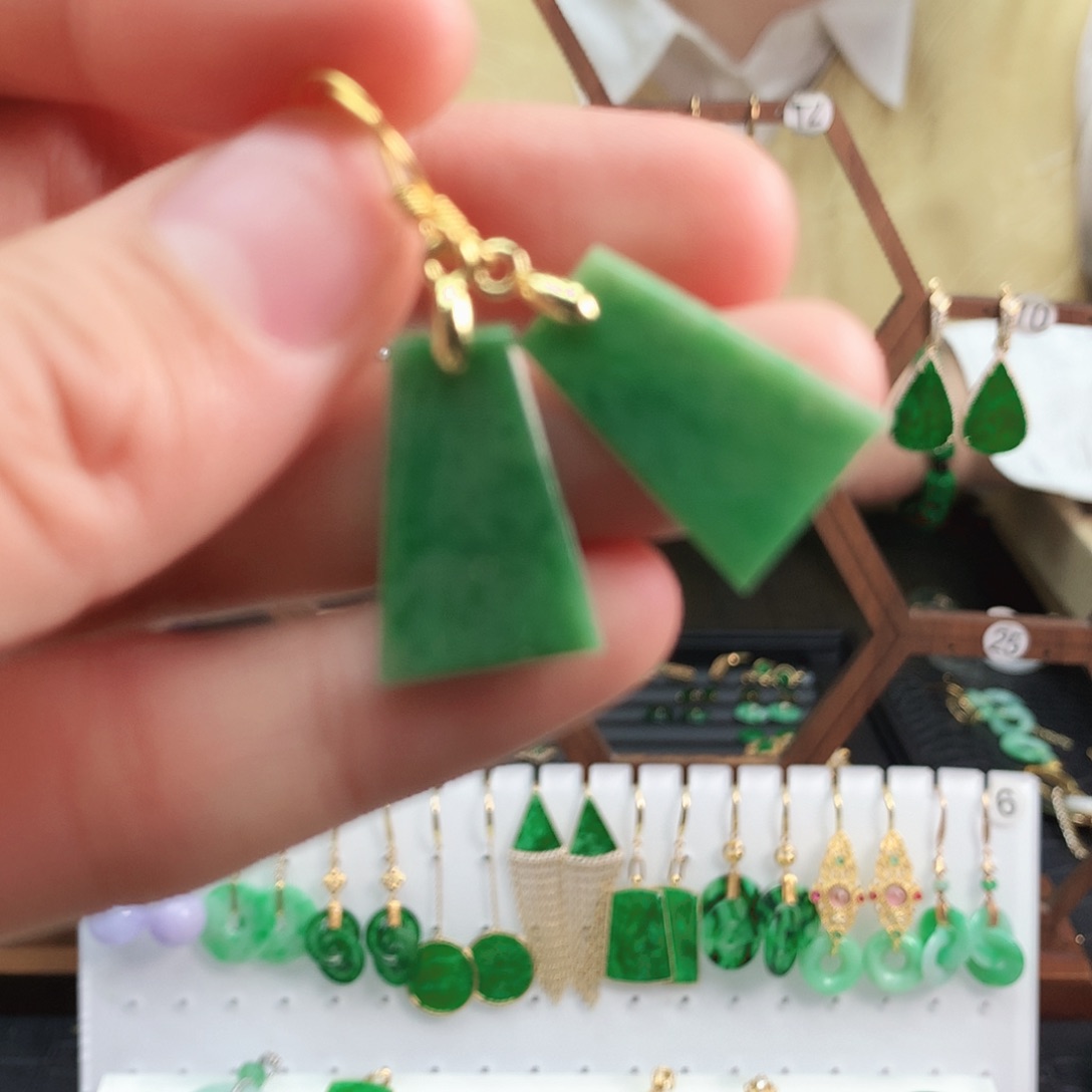 翡翠耳饰银S925镶嵌耳饰