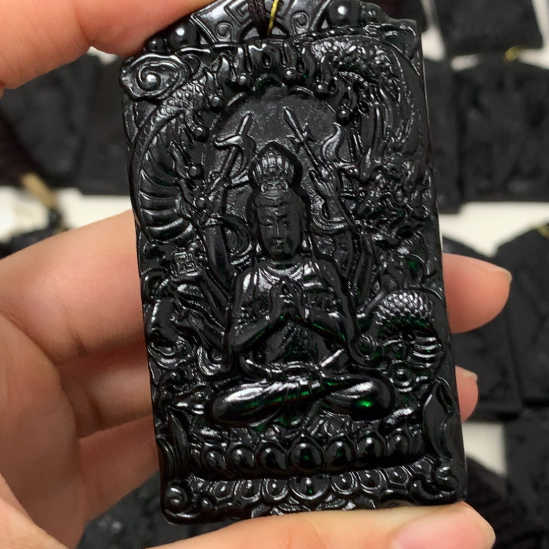 天然缅甸a货钢琴黑挂件