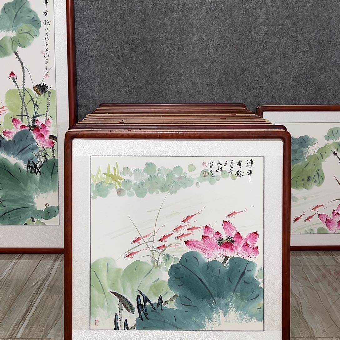 国画书画作品带框63×63