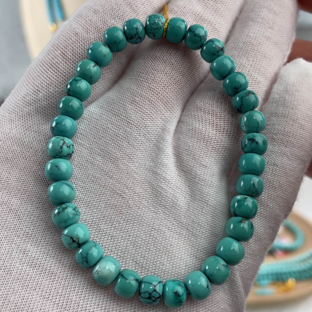 绿松石手链未镶嵌玉化手串卡6+