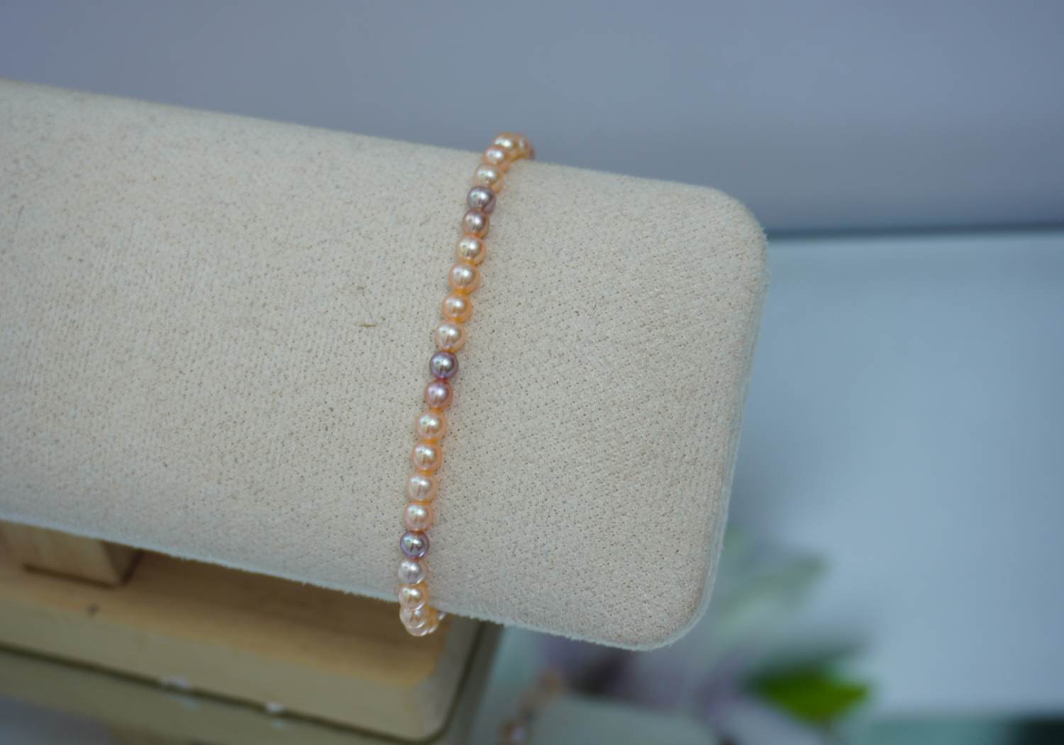 925银手链 s925银配件+3.5-4mm彩色珠珠手链【实拍图】报手围