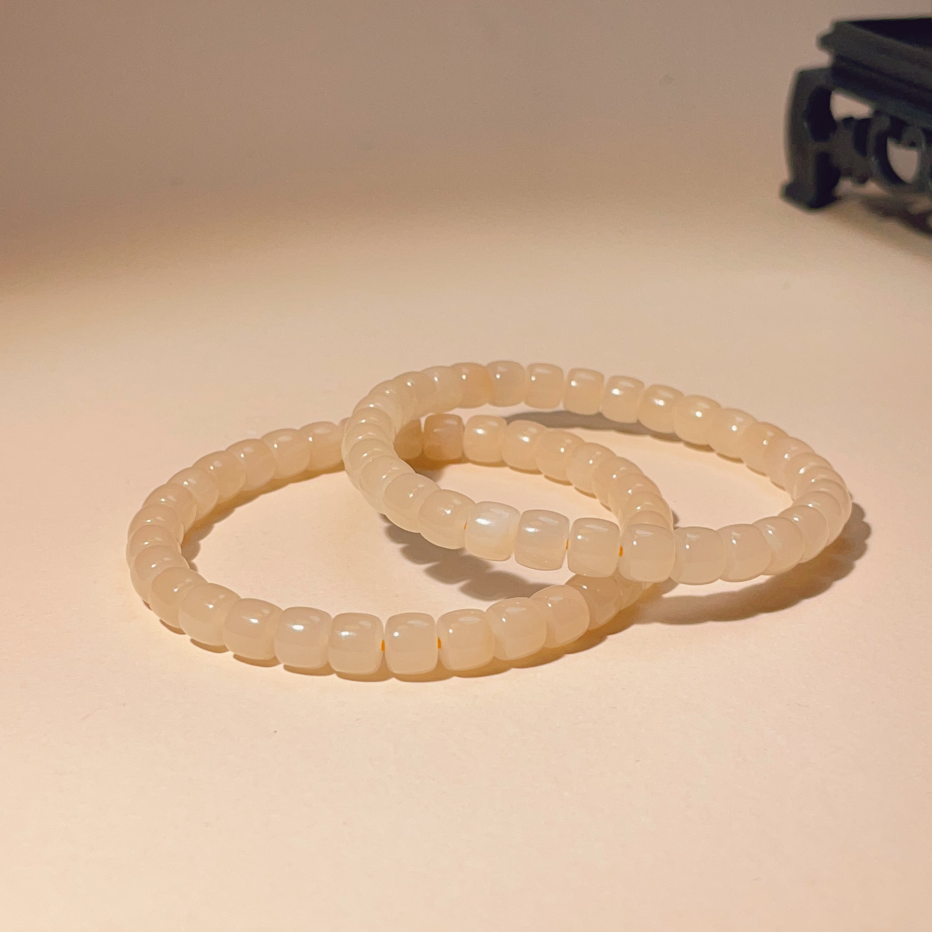 九溪『玉灵君』和田玉藕粉直切手链手串·多样性发一