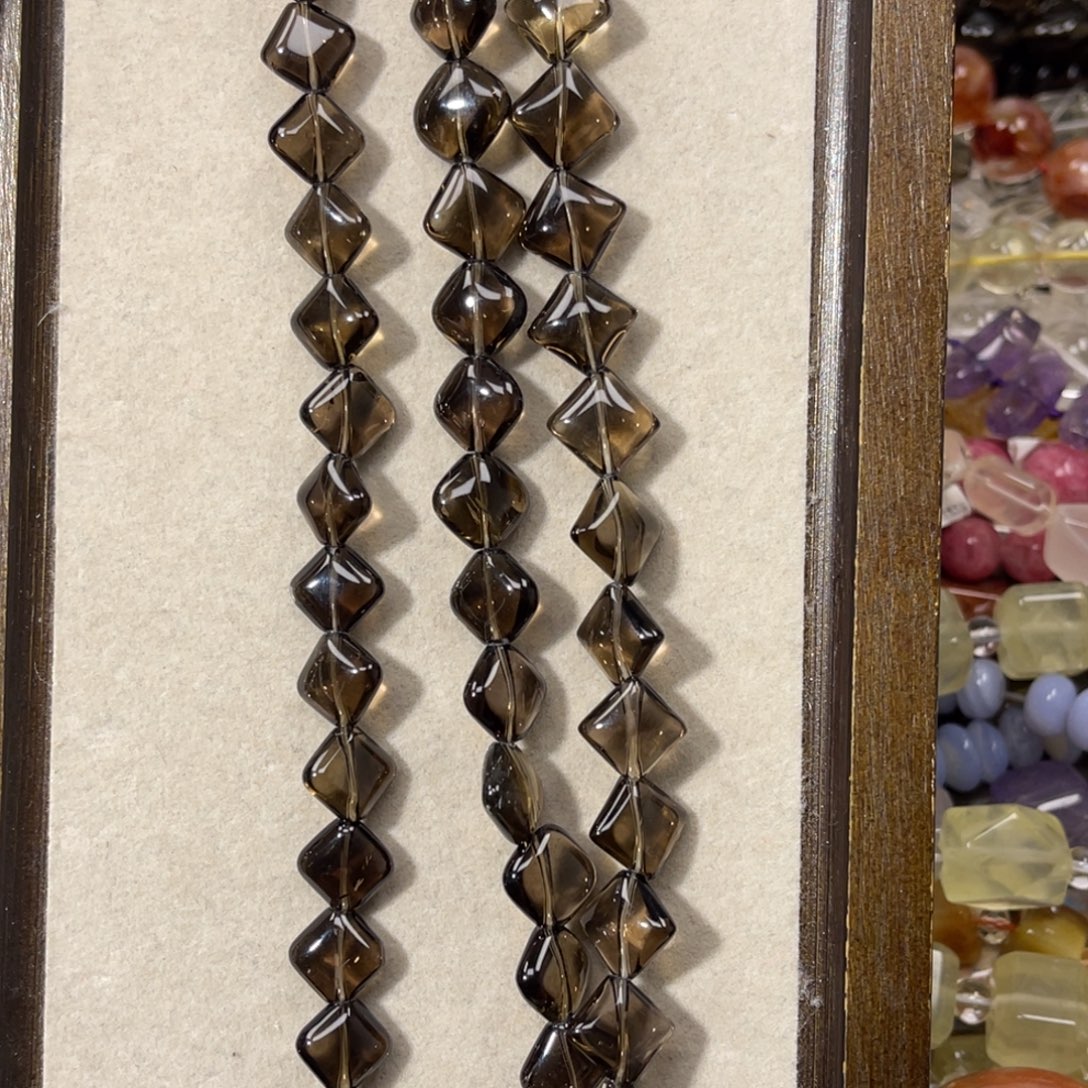 珠宝半成品紫晶银S925镶嵌茶晶方形