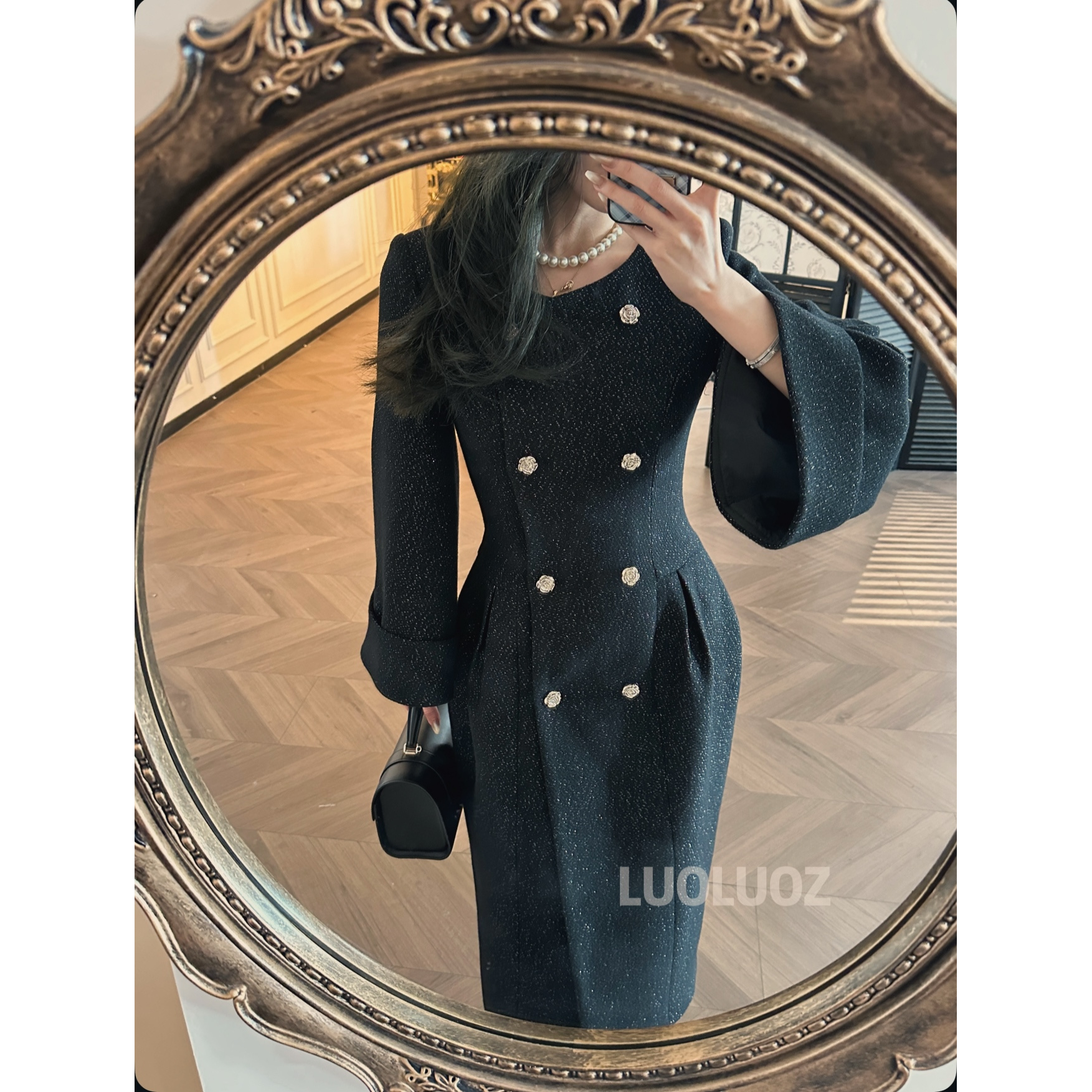 【现货】LUOLUOZ【北风之意】绵羊毛收腰秋冬绝美女神范长款外套CC277