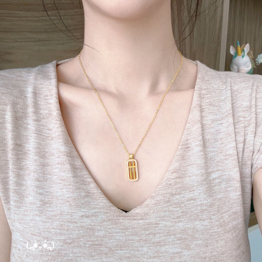 【清货专属链接】精致古法点钻算盘吊坠 DZ1036