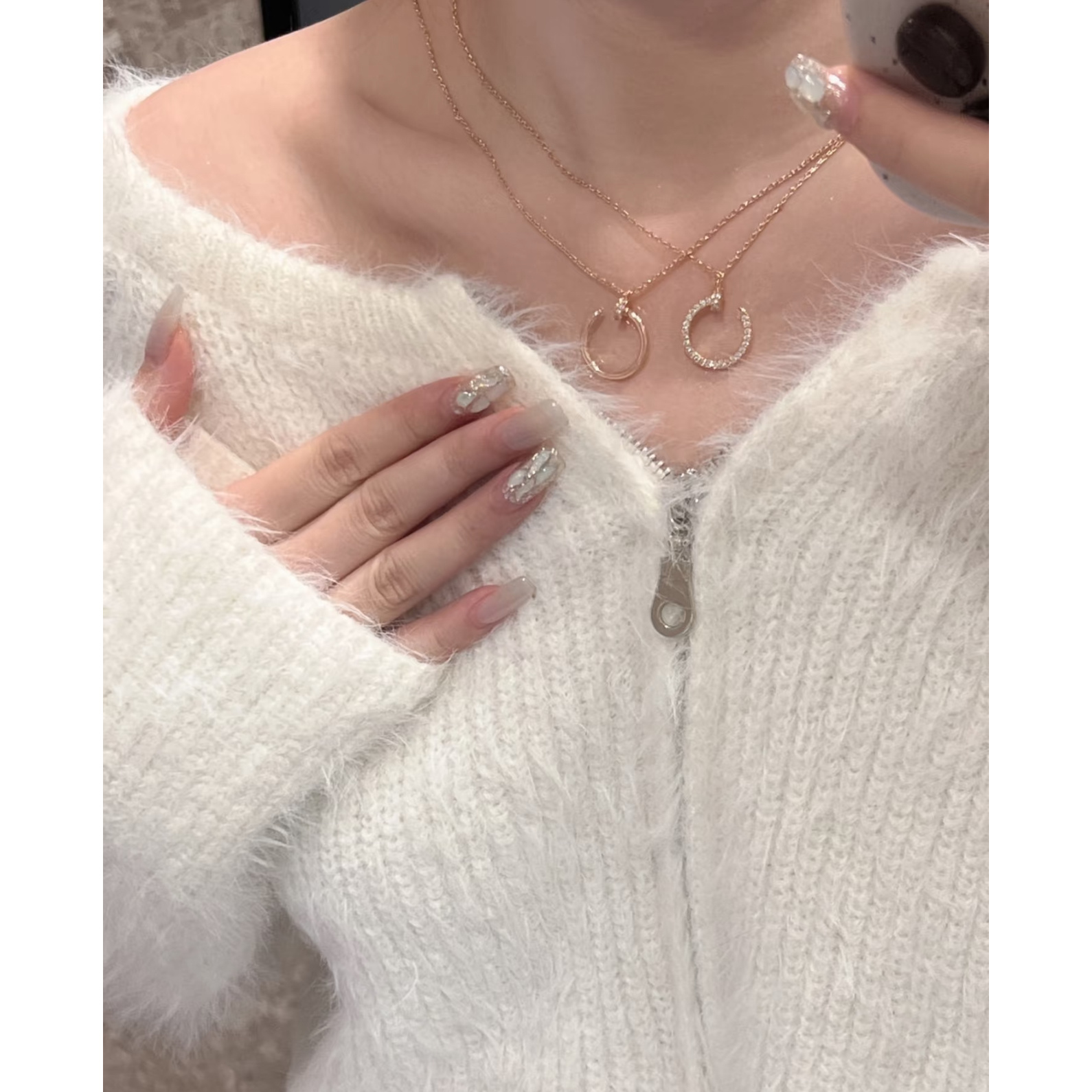 钉子个性头尾钻围巾