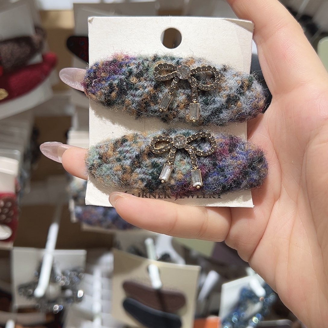 ****惜皮质铁合金椭圆晕染蝴蝶结掰掰夹