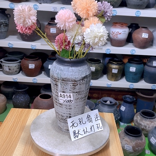 红陶手工制作工艺花盆