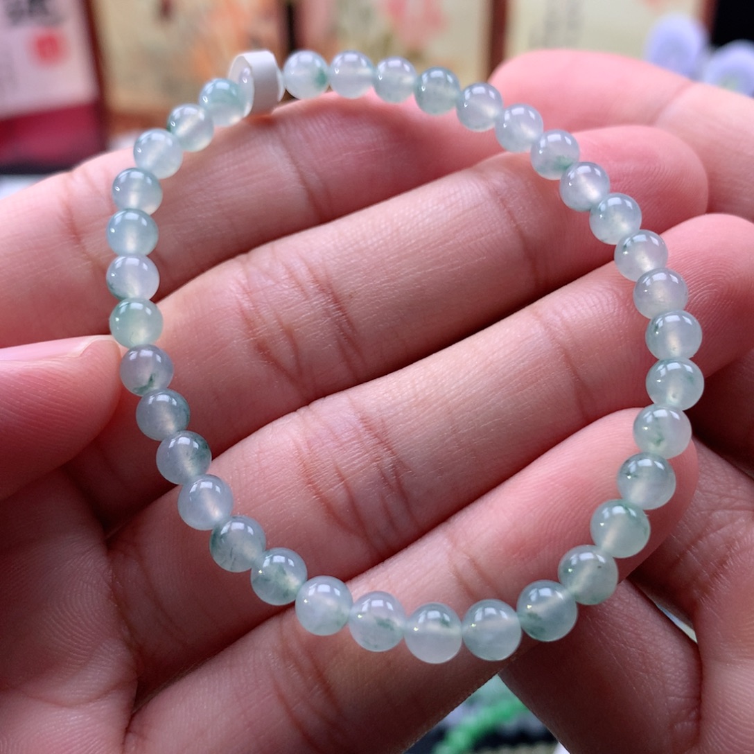 翡翠未镶嵌手链冰飘花卡5