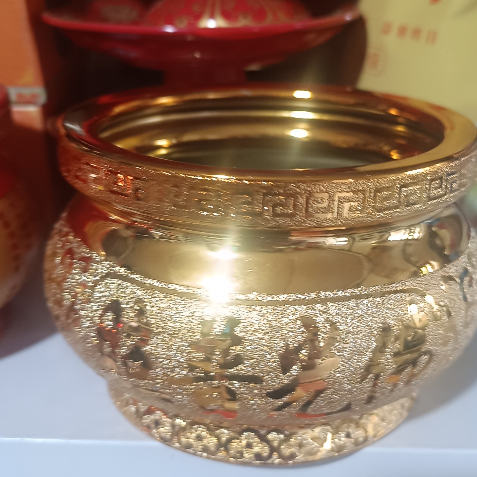 家用陶瓷香炉，室内供奉财神招财插香5寸沙金香炉，