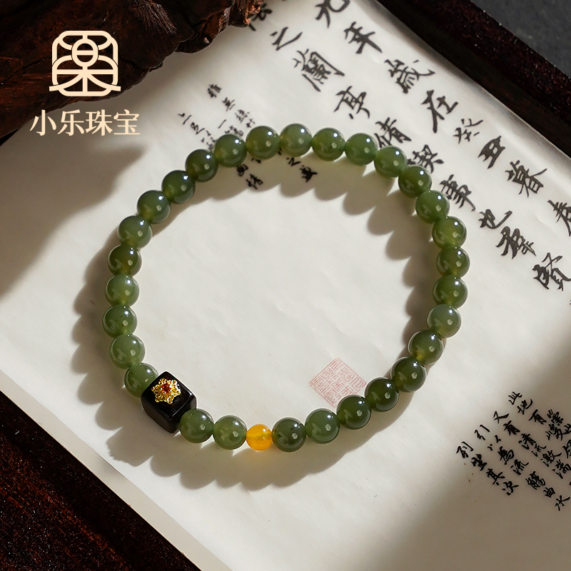高级优雅和田玉方木文玩木串轻奢女式手链多样性发一-10238