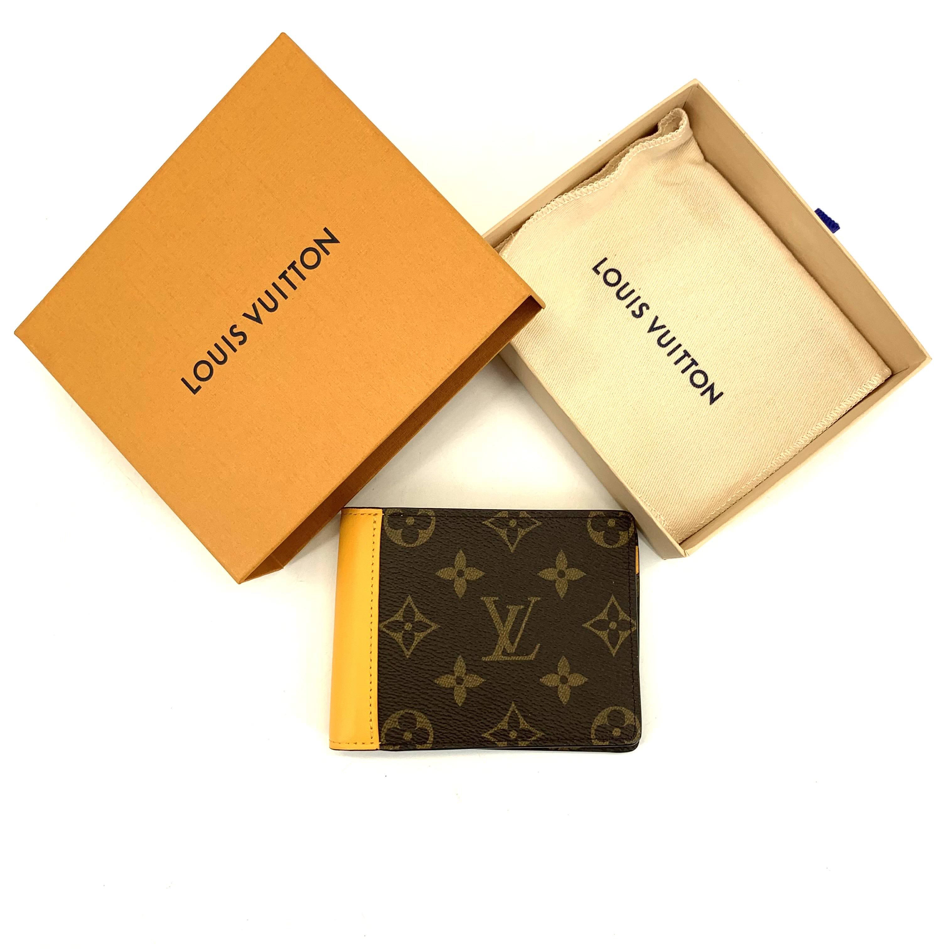 未使用 LouisVuitton/路易威登 赛峰黄拼色短款对折钱包 尺寸12/9