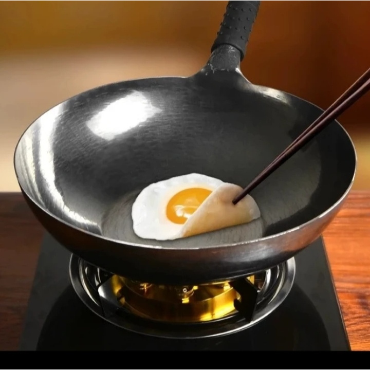 九万锤锻打正宗章丘老铁匠手工铁锅无涂层炒菜不粘锅炒锅大铁锅